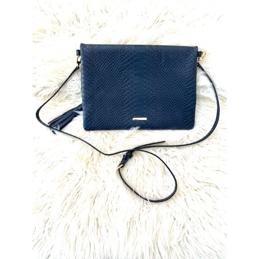 Gigi New York Fold Over Clutch Navy Blue